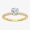 Modern Bride (g-h / Si1-si2) Womens 1 Ct. T.w. Lab Grown White Diamond 10k Gold Round Side Stone Engagement Ring In Yellow