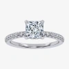 Modern Bride (g-h / Si1-si2) Womens 1 Ct. T.w. Lab Grown White Diamond 10k White Gold Side Stone Engagement Ring In White