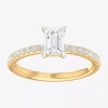 Modern Bride (g-h / Si1-si2) Womens 1 Ct. T.w. Lab Grown White Diamond 10k White Gold Side Stone Engagement Ring In Yellow