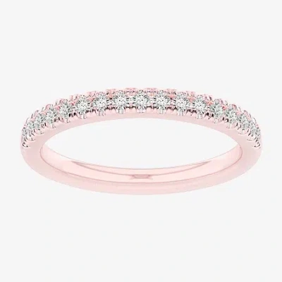 Modern Bride (g-h / Si1-si2) Womens 1/4 Ct. T.w. Lab Grown White Diamond 14k Rose Gold Wedding Band In Pink