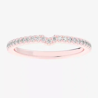 Modern Bride (g-h / Si1-si2) Womens 1/6 Ct. T.w. Lab Grown White Diamond 14k White Gold Wedding Band In Pink