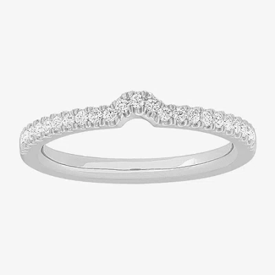 Modern Bride (g-h / Si1-si2) Womens 1/7 Ct. T.w. Lab Grown White Diamond 10k White Gold Wedding Band In Metallic