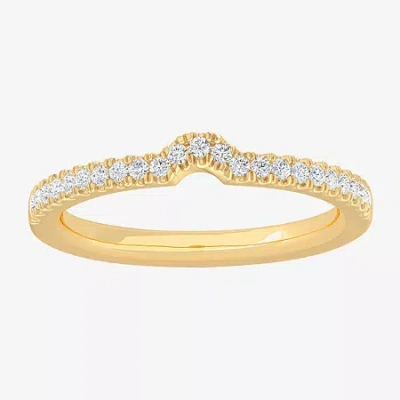 Modern Bride (g-h / Si1-si2) Womens 1/7 Ct. T.w. Lab Grown White Diamond 10k White Gold Wedding Band In Yellow
