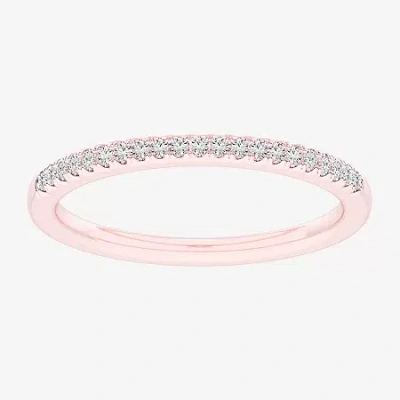 Modern Bride (g-h / Si1-si2) Womens 1/7 Ct. T.w. Lab Grown White Diamond 14k Rose Gold Wedding Band In Pink