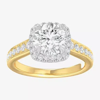 Modern Bride (g-h / Si1-si2) Womens 2 1/2 Ct. T.w. Lab Grown White Diamond 14k Gold Cushion Side Stone Halo Engag