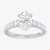 Modern Bride (g-h / Si1-si2) Womens 2 1/2 Ct. T.w. Lab Grown White Diamond 14k Gold Oval Side Stone Engagement Ri In Metallic
