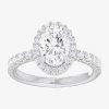 Modern Bride (g-h / Si1-si2) Womens 2 1/2 Ct. T.w. Lab Grown White Diamond 14k Gold Oval Side Stone Halo Engageme In Brown