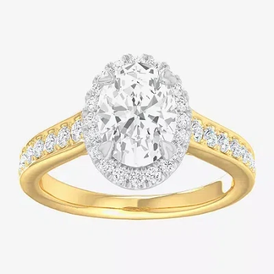 Modern Bride (g-h / Si1-si2) Womens 2 1/2 Ct. T.w. Lab Grown White Diamond 14k Gold Oval Side Stone Halo Engageme