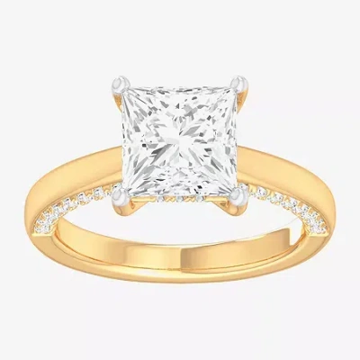 Modern Bride (g-h / Si1-si2) Womens 2 1/2 Ct. T.w. Lab-grown White Diamond 14k Gold Princess Solitaire Engagement In Yellow