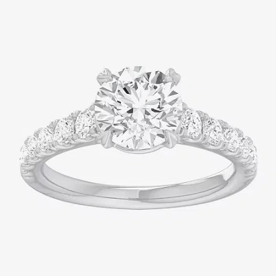 Modern Bride (g-h / Si1-si2) Womens 2 1/2 Ct. T.w. Lab Grown White Diamond 14k Gold Round Side Stone Engagement R