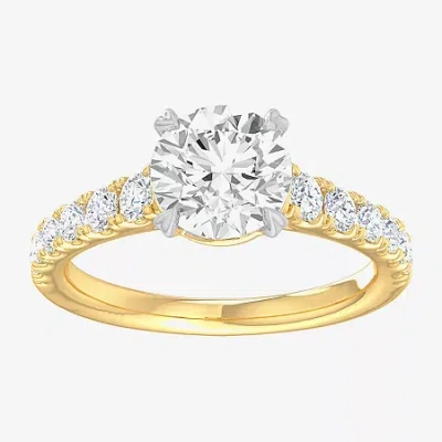 Modern Bride (g-h / Si1-si2) Womens 2 1/2 Ct. T.w. Lab Grown White Diamond 14k Gold Round Side Stone Engagement R
