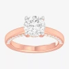Modern Bride (g-h / Si1-si2) Womens 2 1/2 Ct. T.w. Lab-grown White Diamond 14k Gold Round Solitaire Engagement Ri In Pink