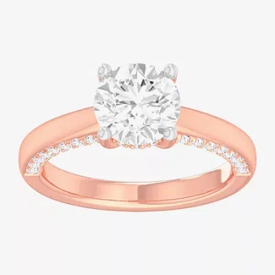 Modern Bride (g-h / Si1-si2) Womens 2 1/2 Ct. T.w. Lab-grown White Diamond 14k Gold Round Solitaire Engagement Ri In Pink