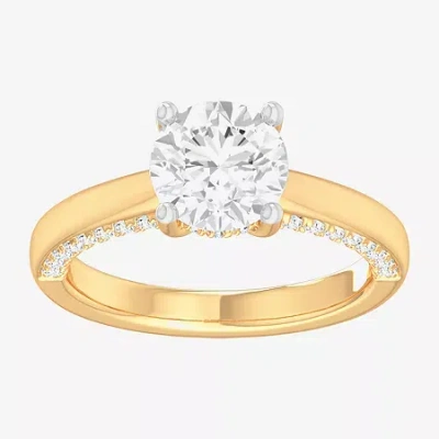 Modern Bride (g-h / Si1-si2) Womens 2 1/2 Ct. T.w. Lab-grown White Diamond 14k Gold Round Solitaire Engagement Ri In Yellow