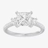 Modern Bride (g-h / Si1-si2) Womens 2 1/2 Ct. T.w. Lab Grown White Diamond 14k Gold Side Stone 3-stone Engagement In Silver