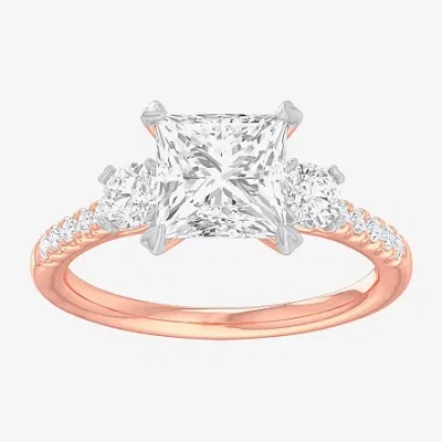 Modern Bride (g-h / Si1-si2) Womens 2 1/2 Ct. T.w. Lab Grown White Diamond 14k Gold Side Stone 3-stone Engagement In Brown