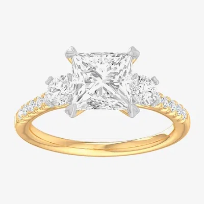 Modern Bride (g-h / Si1-si2) Womens 2 1/2 Ct. T.w. Lab Grown White Diamond 14k Gold Side Stone 3-stone Engagement