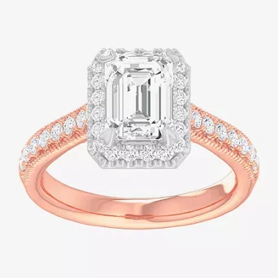 Modern Bride (g-h / Si1-si2) Womens 2 1/2 Ct. T.w. Lab Grown White Diamond 14k Gold Side Stone Halo Engagement Ri In Multi