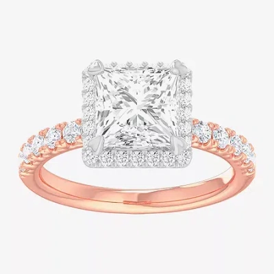 Modern Bride (g-h / Si1-si2) Womens 2 1/2 Ct. T.w. Lab Grown White Diamond 14k Gold Side Stone Halo Engagement Ri