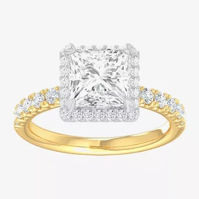 Modern Bride (g-h / Si1-si2) Womens 2 1/2 Ct. T.w. Lab Grown White Diamond 14k Gold Side Stone Halo Engagement Ri