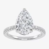 Modern Bride (g-h / Si1-si2) Womens 2 1/4 Ct. T.w. Lab Grown White Diamond 14k Gold Pear Side Stone Engagement Ri In Silver