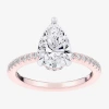 Modern Bride (g-h / Si1-si2) Womens 2 1/4 Ct. T.w. Lab Grown White Diamond 14k Gold Pear Side Stone Engagement Ri In Gold