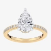 Modern Bride (g-h / Si1-si2) Womens 2 1/4 Ct. T.w. Lab Grown White Diamond 14k Gold Pear Side Stone Engagement Ri In Gold
