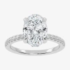 Modern Bride (g-h / Si1-si2) Womens 2 1/4 Ct. T.w. Lab Grown White Diamond 14k White Gold Oval Side Stone Engagem In Silver