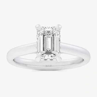 Modern Bride (g-h / Si1-si2) Womens 2 1/5 Ct. T.w. Lab Grown White Diamond 14k Gold Emerald Solitaire Engagement  In Silver