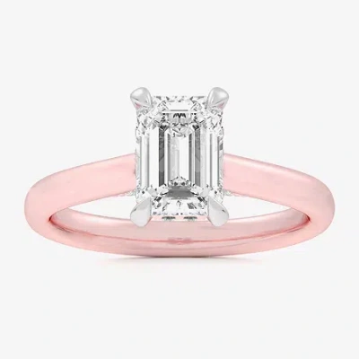 Modern Bride (g-h / Si1-si2) Womens 2 1/5 Ct. T.w. Lab Grown White Diamond 14k Gold Emerald Solitaire Engagement  In Pink
