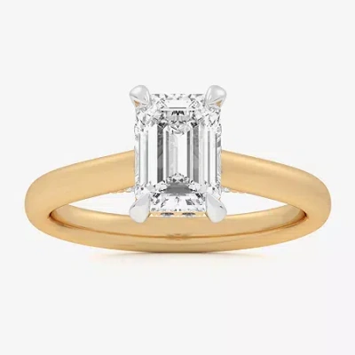 Modern Bride (g-h / Si1-si2) Womens 2 1/5 Ct. T.w. Lab Grown White Diamond 14k Gold Emerald Solitaire Engagement 