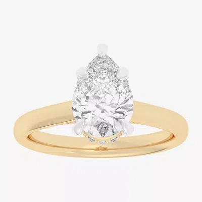 Modern Bride (g-h / Si1-si2) Womens 2 1/5 Ct. T.w. Lab Grown White Diamond 14k Gold Pear Engagement Ring In Yellow