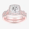 Modern Bride (g-h / Si1-si2) Womens 2 3/4 Ct. T.w. Lab Grown White Diamond 14k White Gold Round Side Stone Halo B In Pink