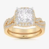 Modern Bride (g-h / Si1-si2) Womens 2 3/4 Ct. T.w. Lab Grown White Diamond 14k White Gold Side Stone Halo Bridal  In Gold