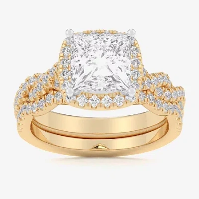 Modern Bride (g-h / Si1-si2) Womens 2 3/4 Ct. T.w. Lab Grown White Diamond 14k White Gold Side Stone Halo Bridal 