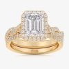 Modern Bride (g-h / Si1-si2) Womens 2 3/4 Ct. T.w. Lab Grown White Diamond 14k White Gold Side Stone Halo Bridal  In Gold