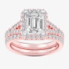 Modern Bride (g-h / Si1-si2) Womens 2 7/8 Ct. T.w. Lab Grown White Diamond 14k Gold Side Stone Halo Bridal Set In Pink
