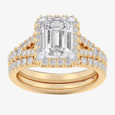 Modern Bride (g-h / Si1-si2) Womens 2 7/8 Ct. T.w. Lab Grown White Diamond 14k Gold Side Stone Halo Bridal Set