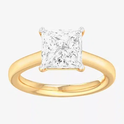 Modern Bride (g-h / Si1-si2) Womens 2 Ct. T.w. Lab Grown White Diamond 14k Gold Princess Solitaire Engagement Rin In Yellow
