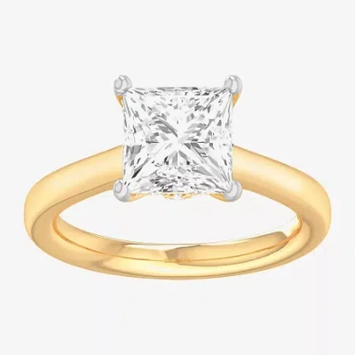 Modern Bride (g-h / Si1-si2) Womens 2 Ct. T.w. Lab Grown White Diamond 14k Gold Princess Solitaire Engagement Rin In Yellow