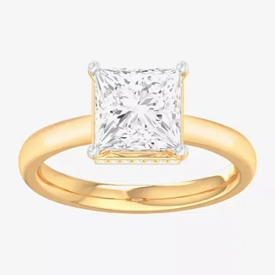 Modern Bride (g-h / Si1-si2) Womens 2 Ct. T.w. Lab Grown White Diamond 14k Gold Princess Solitaire Engagement Rin In Yellow