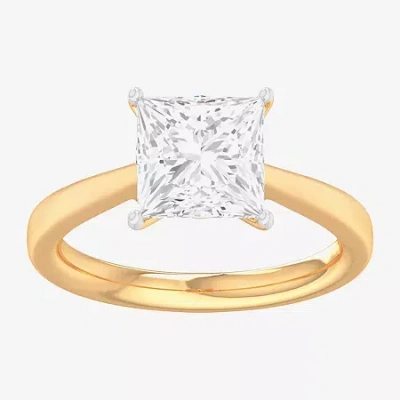 Modern Bride (g-h / Si1-si2) Womens 2 Ct. T.w. Lab Grown White Diamond 14k Gold Princess Solitaire Engagement Rin In Yellow