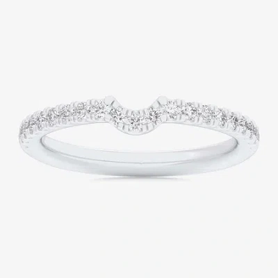 Modern Bride (g-h / Si1-si2) Womens 2mm 1/4 Ct. T.w. Lab Grown White Diamond 10k White Gold Wedding Band In Metallic