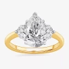 Modern Bride (g-h / Si1-si2) Womens 3 1/2 Ct. T.w Lab Grown White Diamond 14k Gold Pear 3-stone Engagement Ring In Transparent