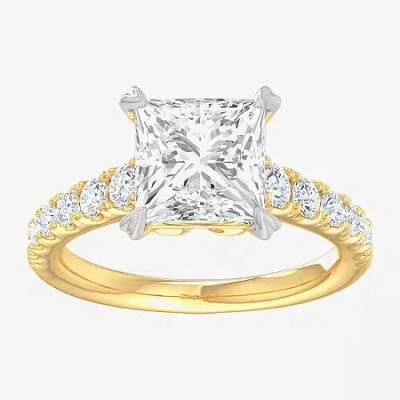 Modern Bride (g-h / Si1-si2) Womens 3 1/2 Ct. T.w Lab Grown White Diamond 14k Gold Side Stone Engagement Ring In Yellow