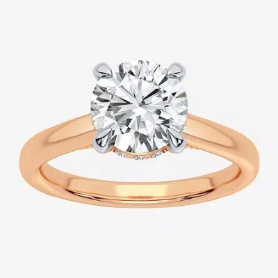 Modern Bride (g-h / Si1-si2) Womens 3 1/4 Ct. T.w. Lab Grown White Diamond 14k Rose Gold Round Solitaire Engageme