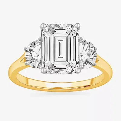 Modern Bride (g-h / Si1-si2) Womens 3 3/4 Ct. T.w. Lab Grown White Diamond 14k Gold 3-stone Engagement Ring In Transparent