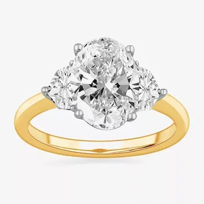 Modern Bride (g-h / Si1-si2) Womens 3 3/4 Ct. T.w. Lab Grown White Diamond 14k Gold Oval 3-stone Engagement Ring In Transparent