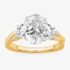 Modern Bride (g-h / Si1-si2) Womens 3 3/4 Ct. T.w. Lab Grown White Diamond 14k Gold Oval 3-stone Engagement Ring In Gold