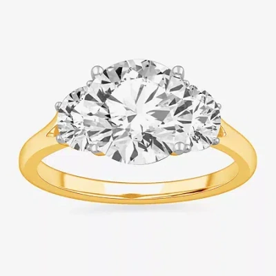 Modern Bride (g-h / Si1-si2) Womens 3 3/4 Ct. T.w. Lab Grown White Diamond 14k Gold Round 3-stone Engagement Ring In Transparent
